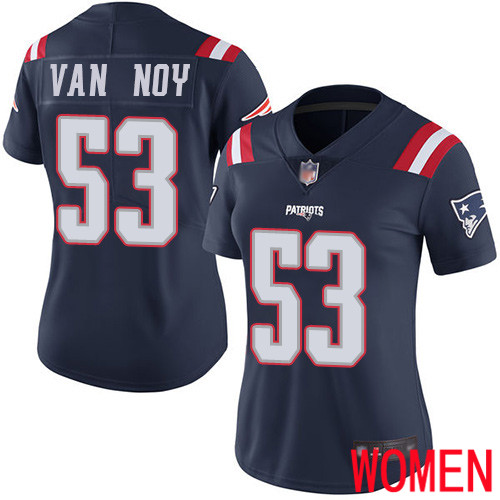 New England Patriots Football #53 Rush Vapor Limited Navy Blue Women Kyle Van Noy NFL Jersey